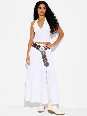 Women's Lace Inset Tiered Maxi
Skirt - Wild Fable White